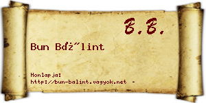 Bun Bálint névjegykártya